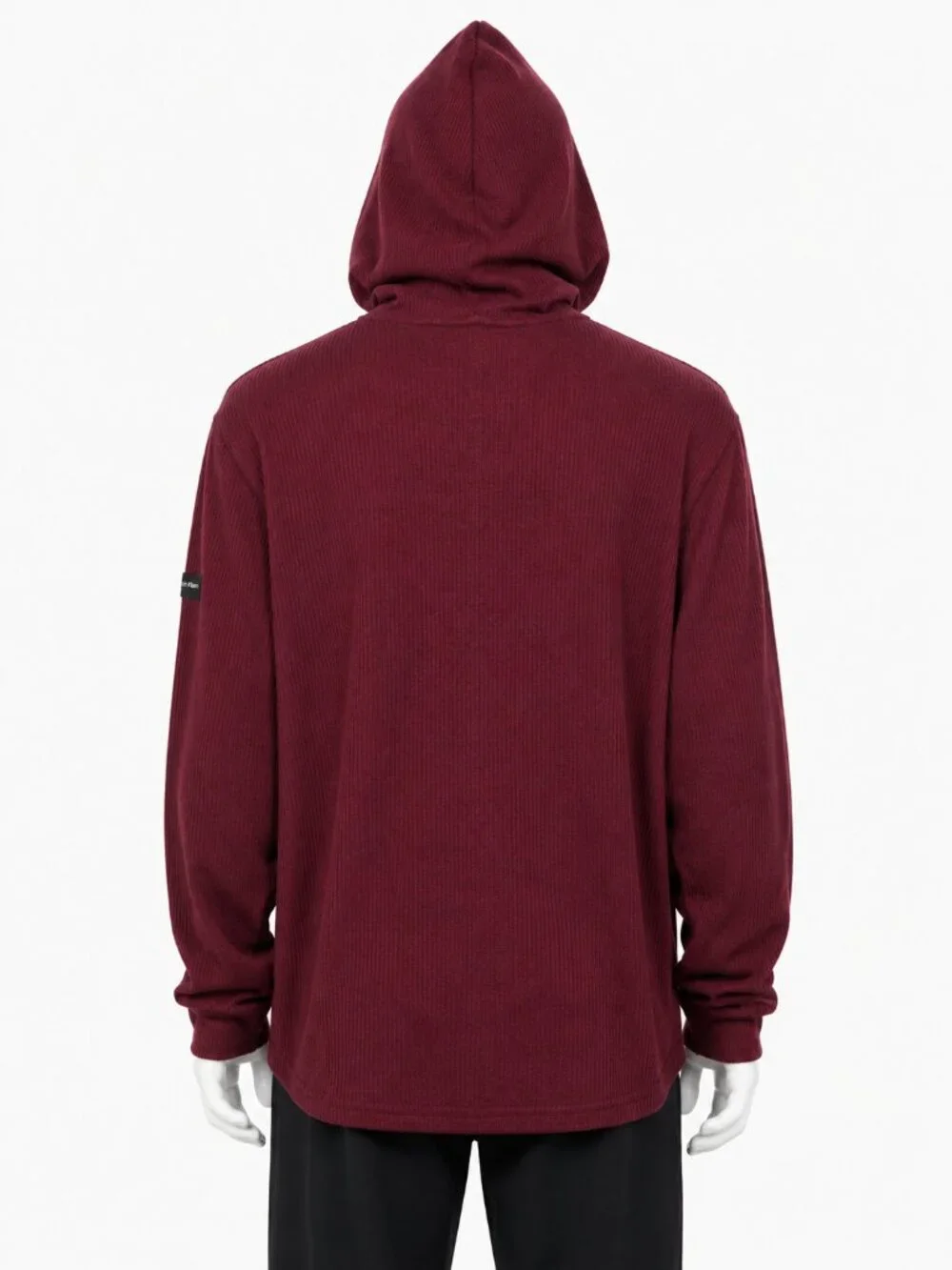 Ted Baker London Mens Ribbed Hoodie Burgundy Maroon Knit Pullover Size M